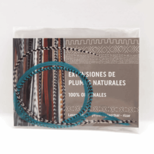Pack de 3 extensions en plumes naturelles. Bleu Turquoise
